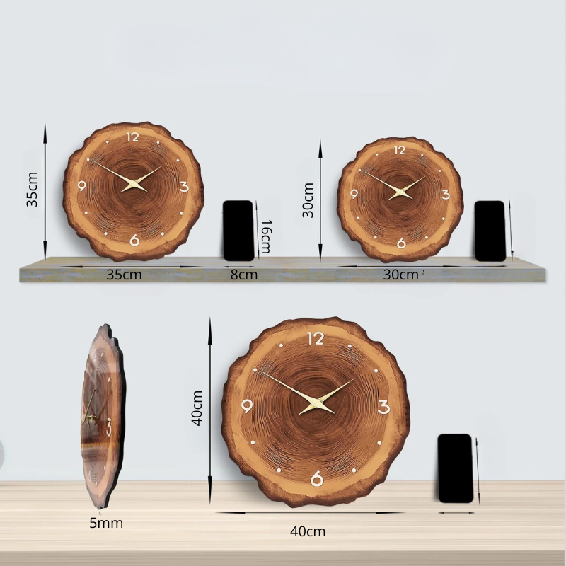 Horloge murale en bois tronc d'arbre