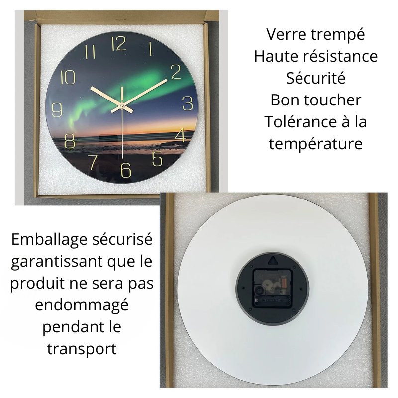 Horloge murale design en verre