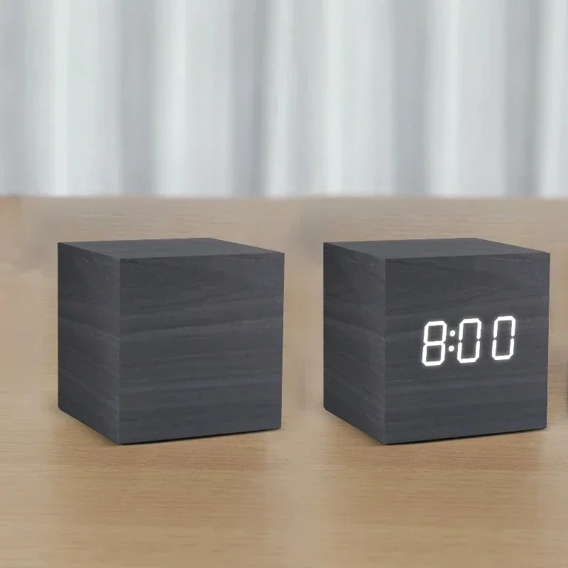 Horloge numérique intelligente cube en bois - Elvan
