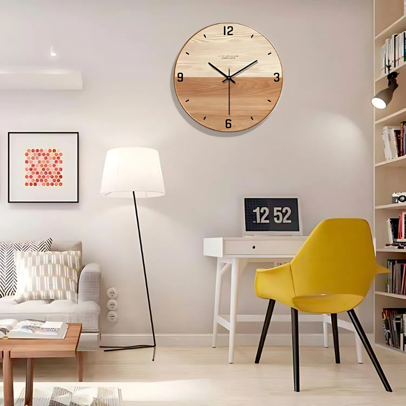 Horloge murale en bois design minimaliste