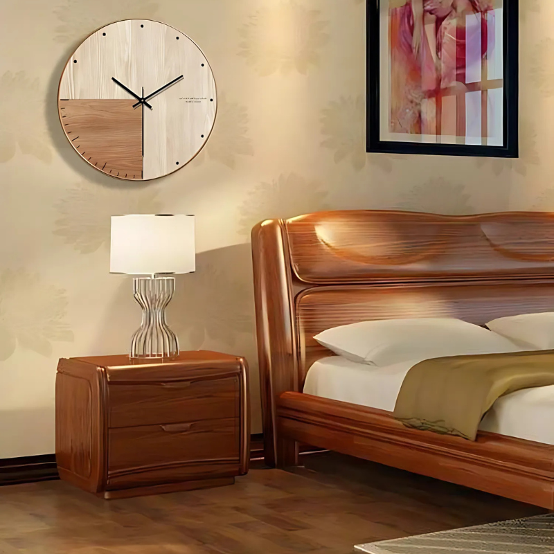 Horloge murale en bois design minimaliste