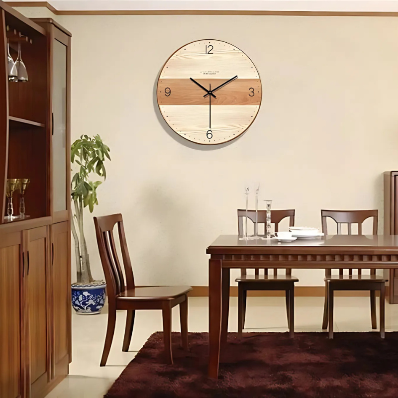 Horloge murale en bois design minimaliste