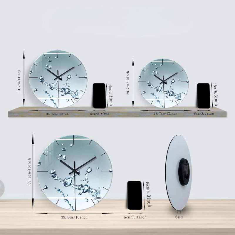 Horloge murale design en verre trempé - Goutte d'eau