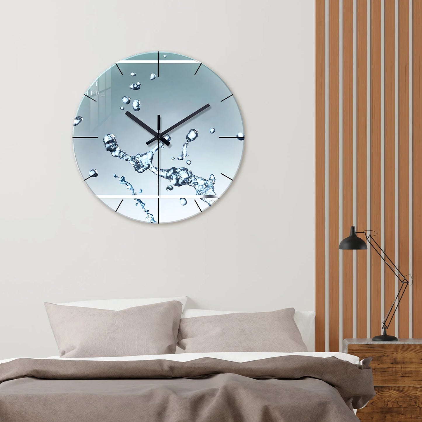 Horloge murale design en verre trempé - Goutte d'eau