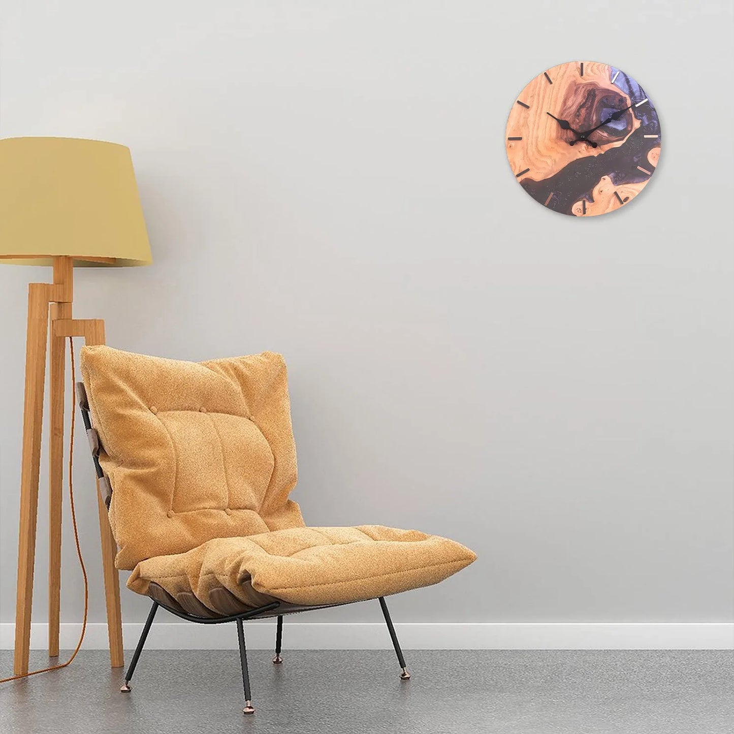 Horloge murale en bois à motif de montagne