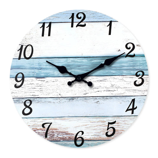 Horloge murale en bois imitation planche de bois