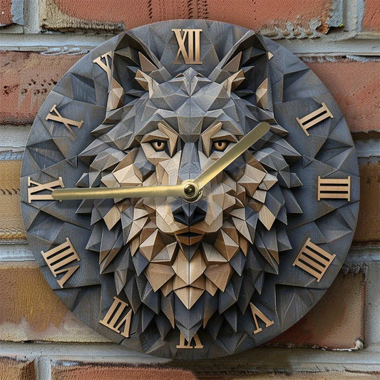 Horloge murale vintage tête de loup