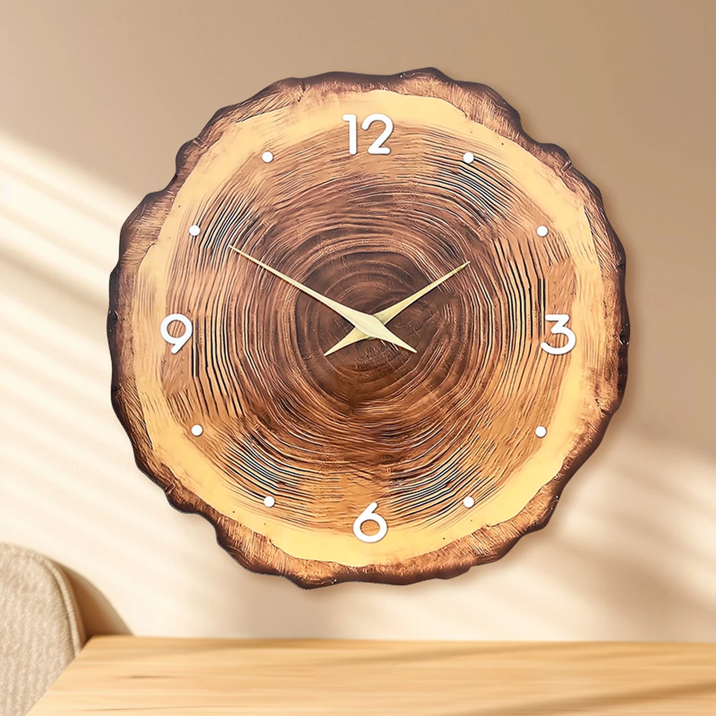 Horloge murale en bois tronc d'arbre
