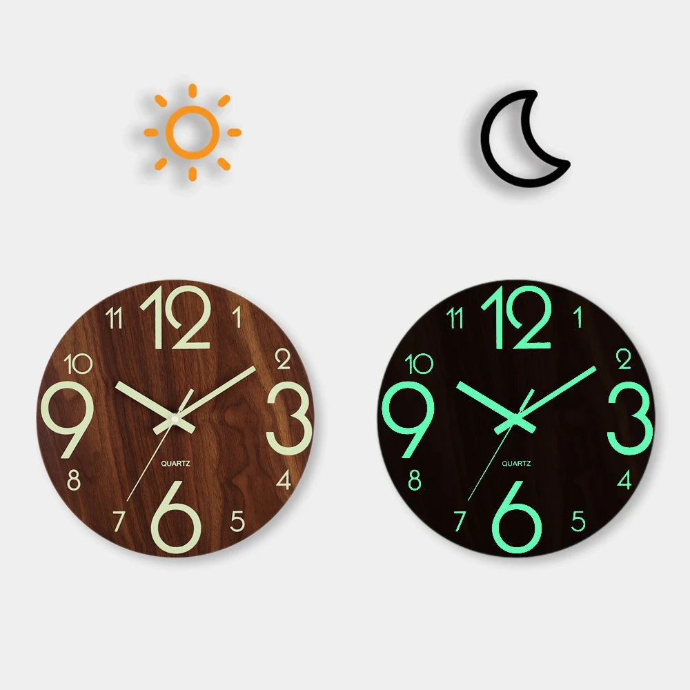 Horloge murale lumineuse en bois