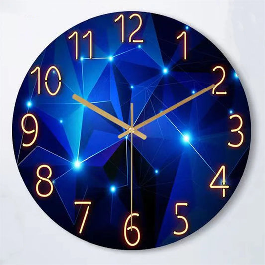 Horloge murale design bleu en verre trempé
