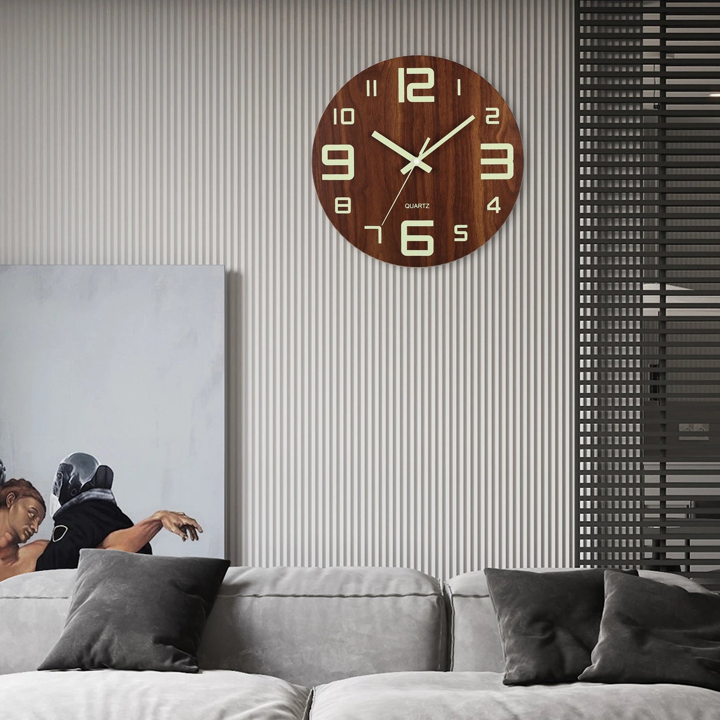 Horloge murale lumineuse en bois
