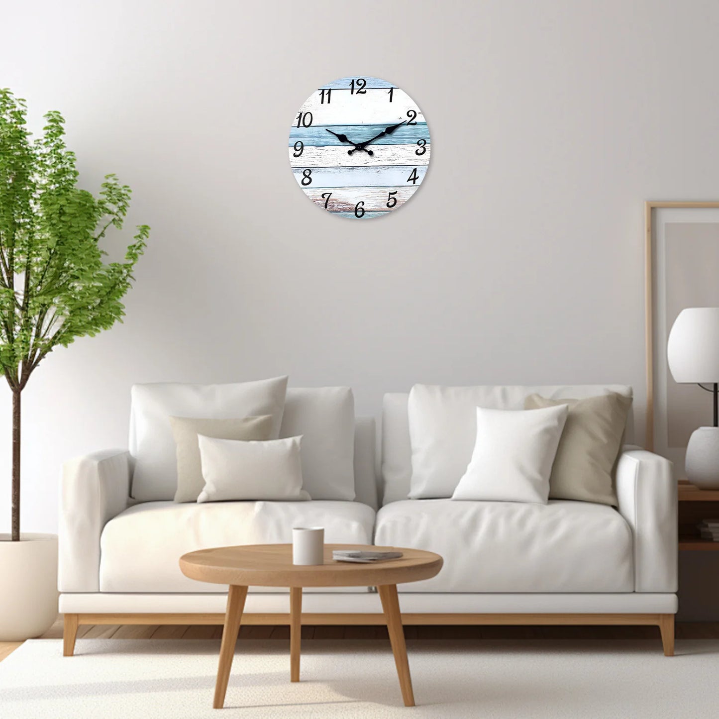 Horloge murale en bois imitation planche de bois