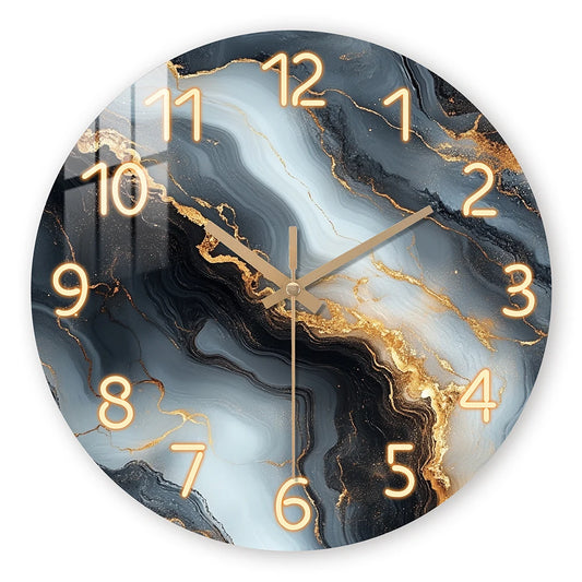 Horloge murale vintage en bois effet marbre