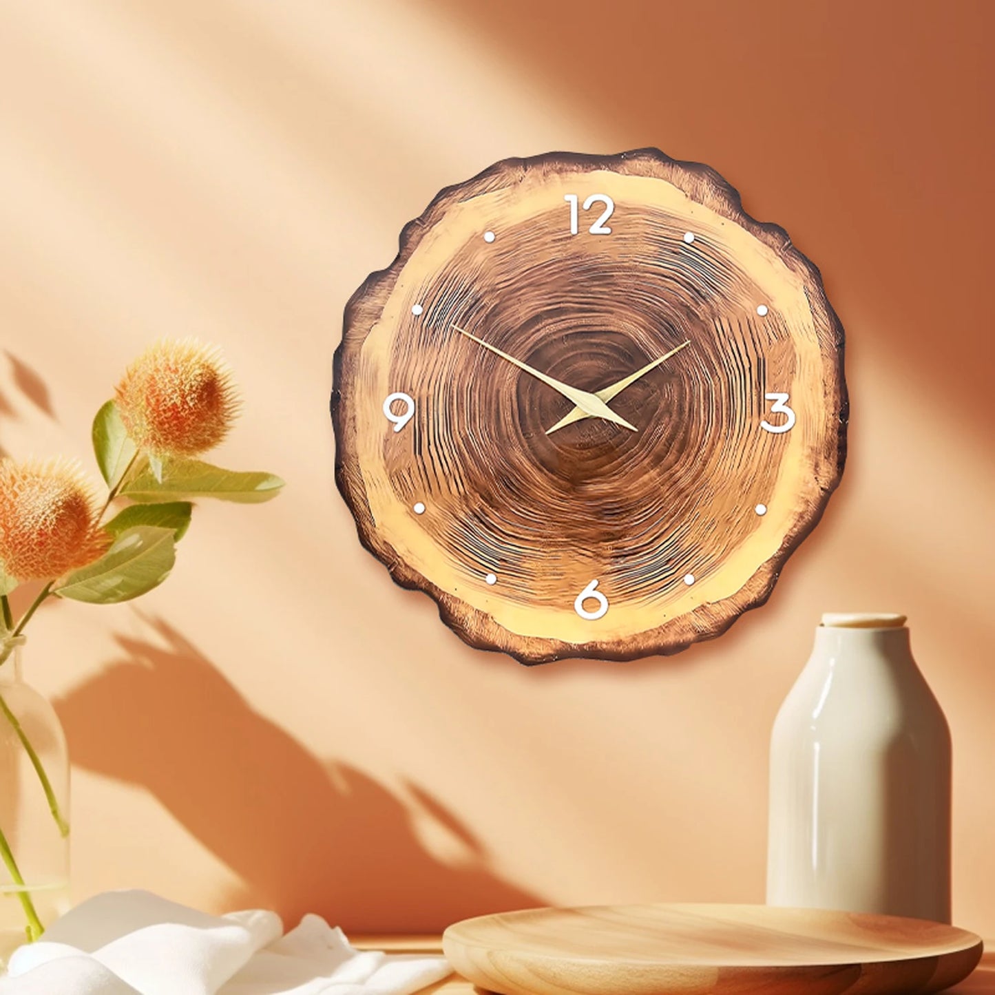 Horloge murale en bois tronc d'arbre