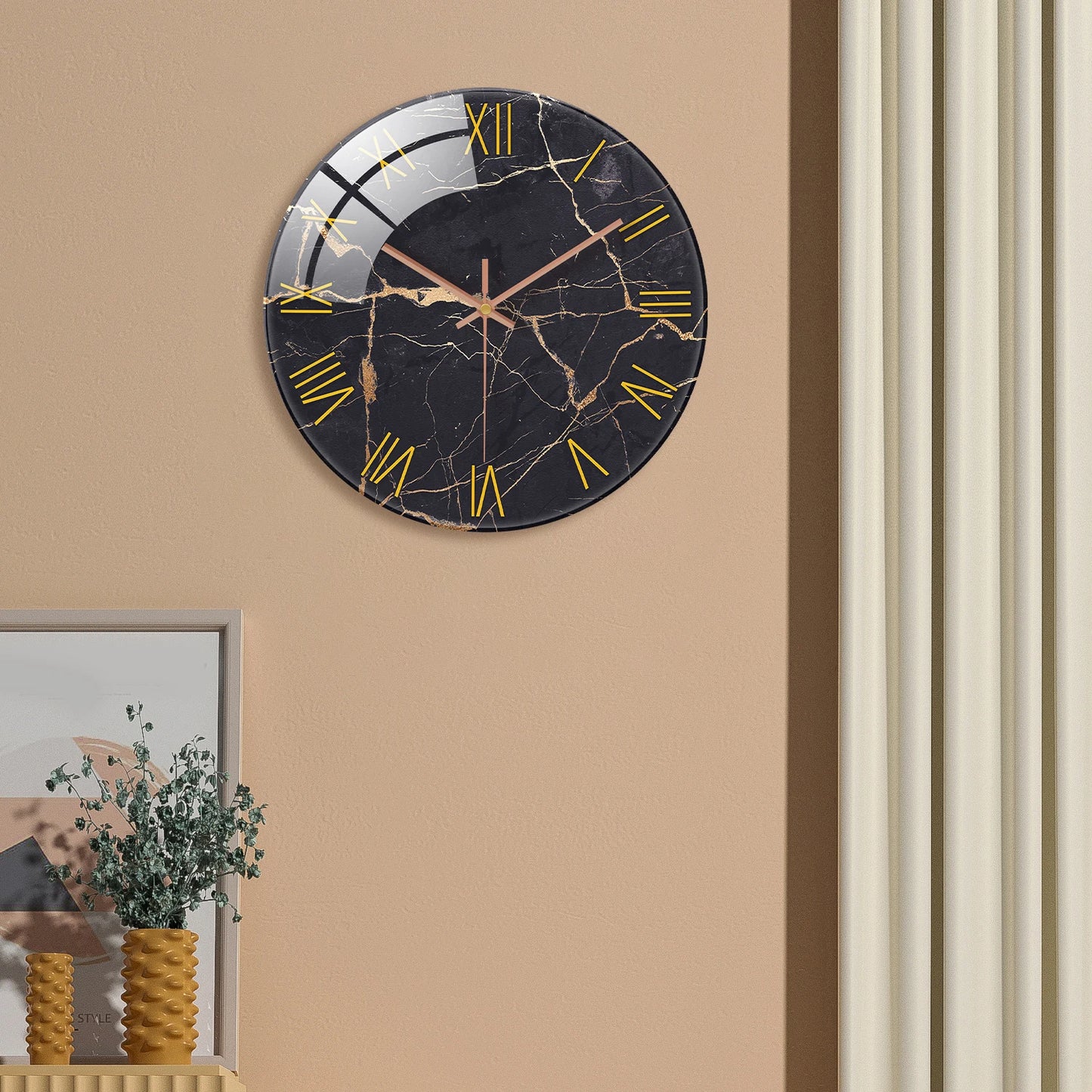 Horloge murale vintage en marbre chiffres romains
