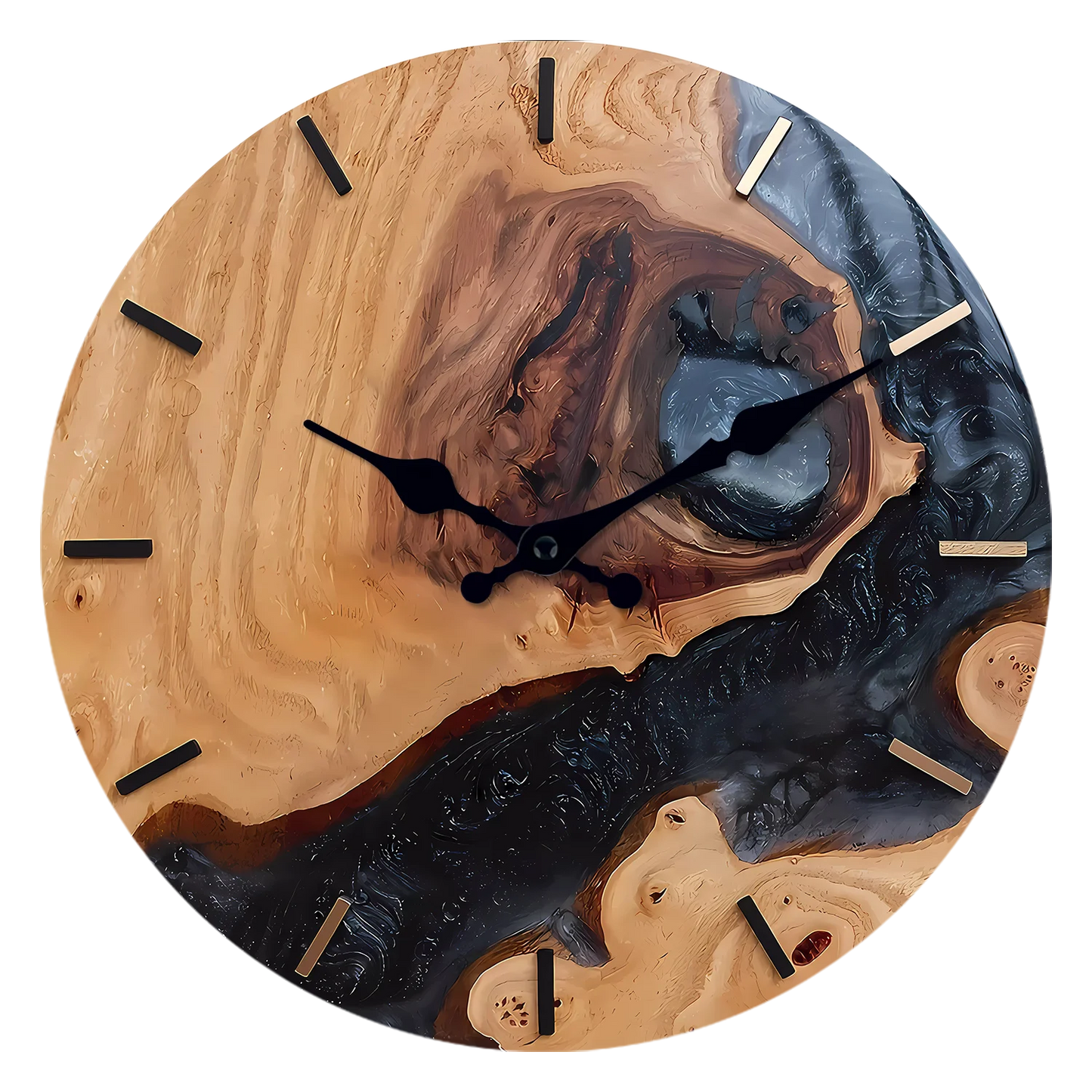 Horloge murale en bois à motif de montagne