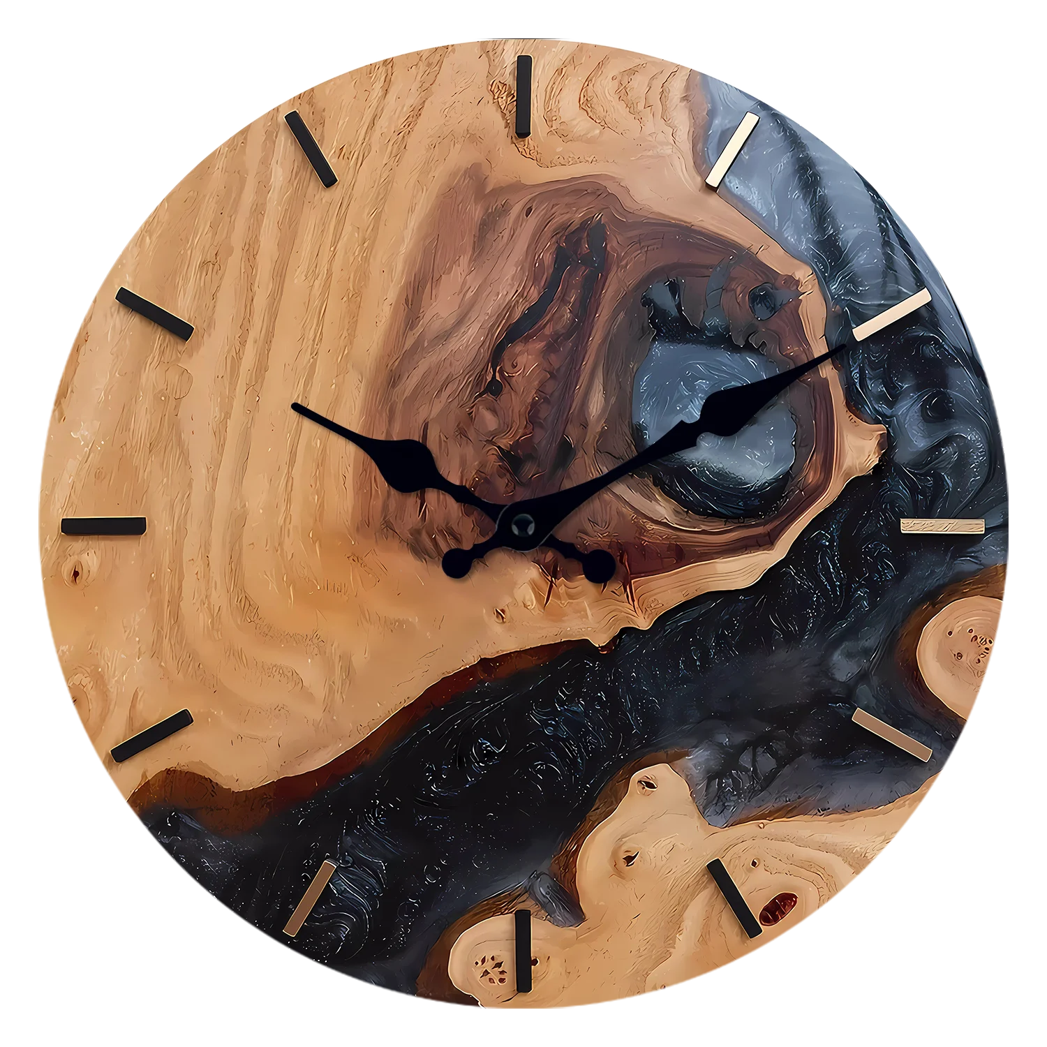 Horloge murale en bois à motif de montagne