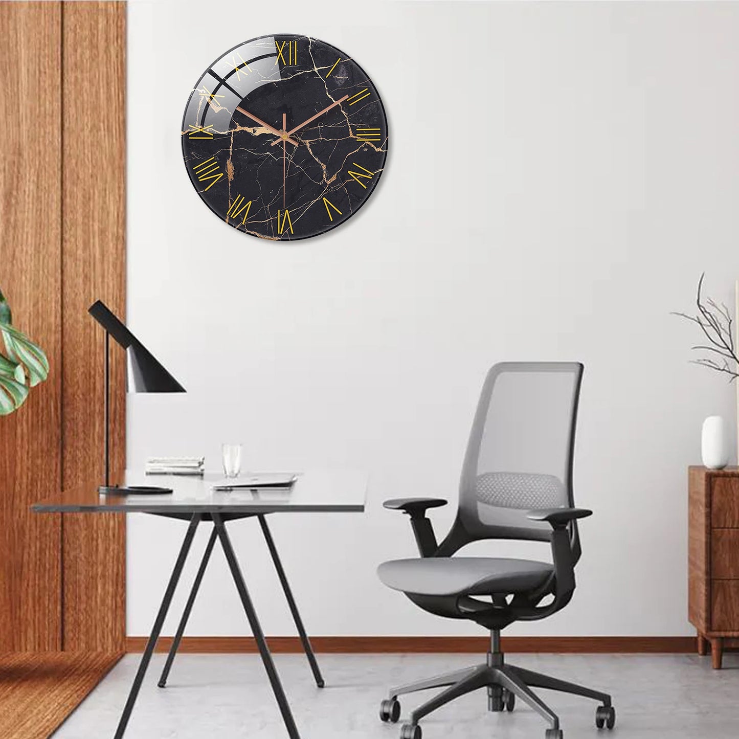Horloge murale vintage en marbre chiffres romains