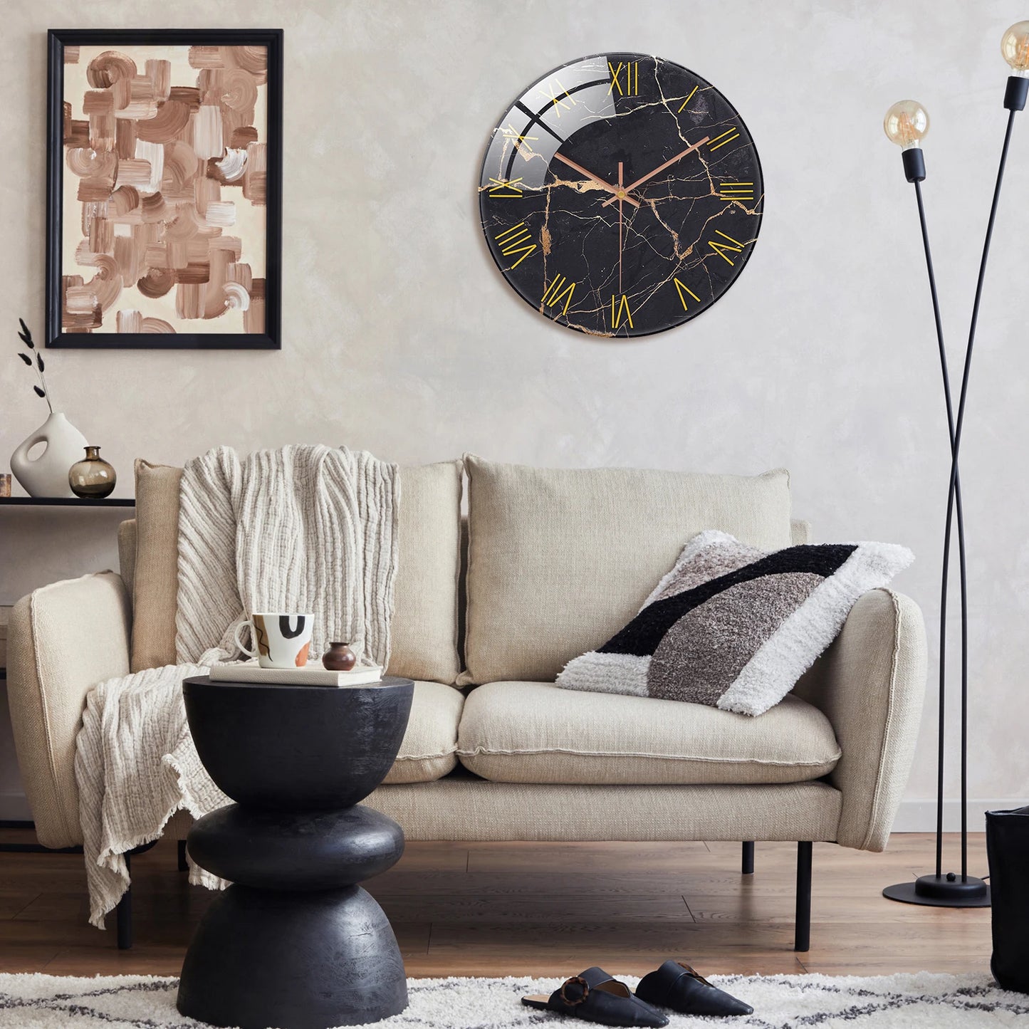 Horloge murale vintage en marbre chiffres romains