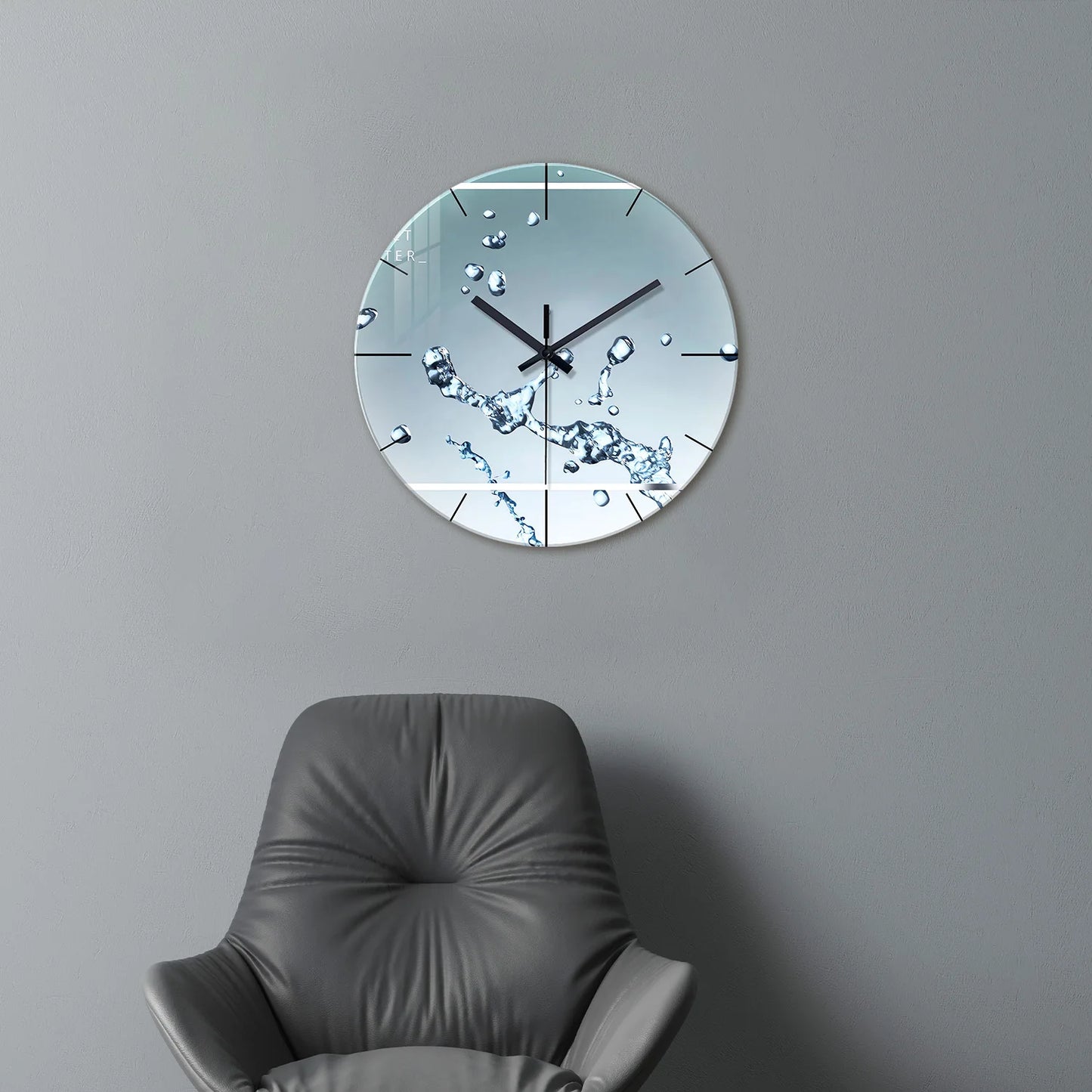 Horloge murale design en verre trempé - Goutte d'eau