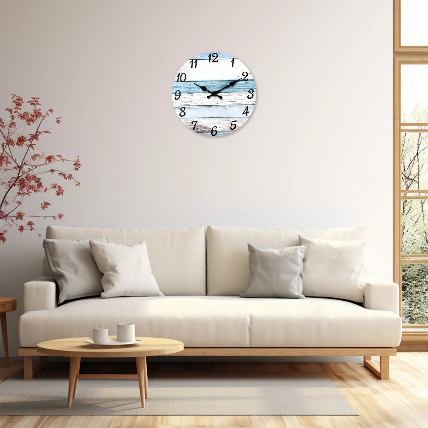 Horloge murale en bois imitation planche de bois