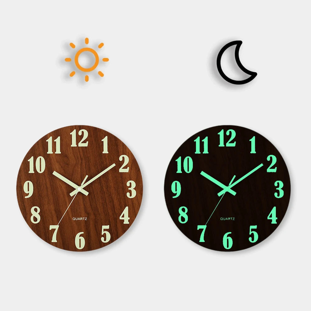 Horloge murale lumineuse en bois