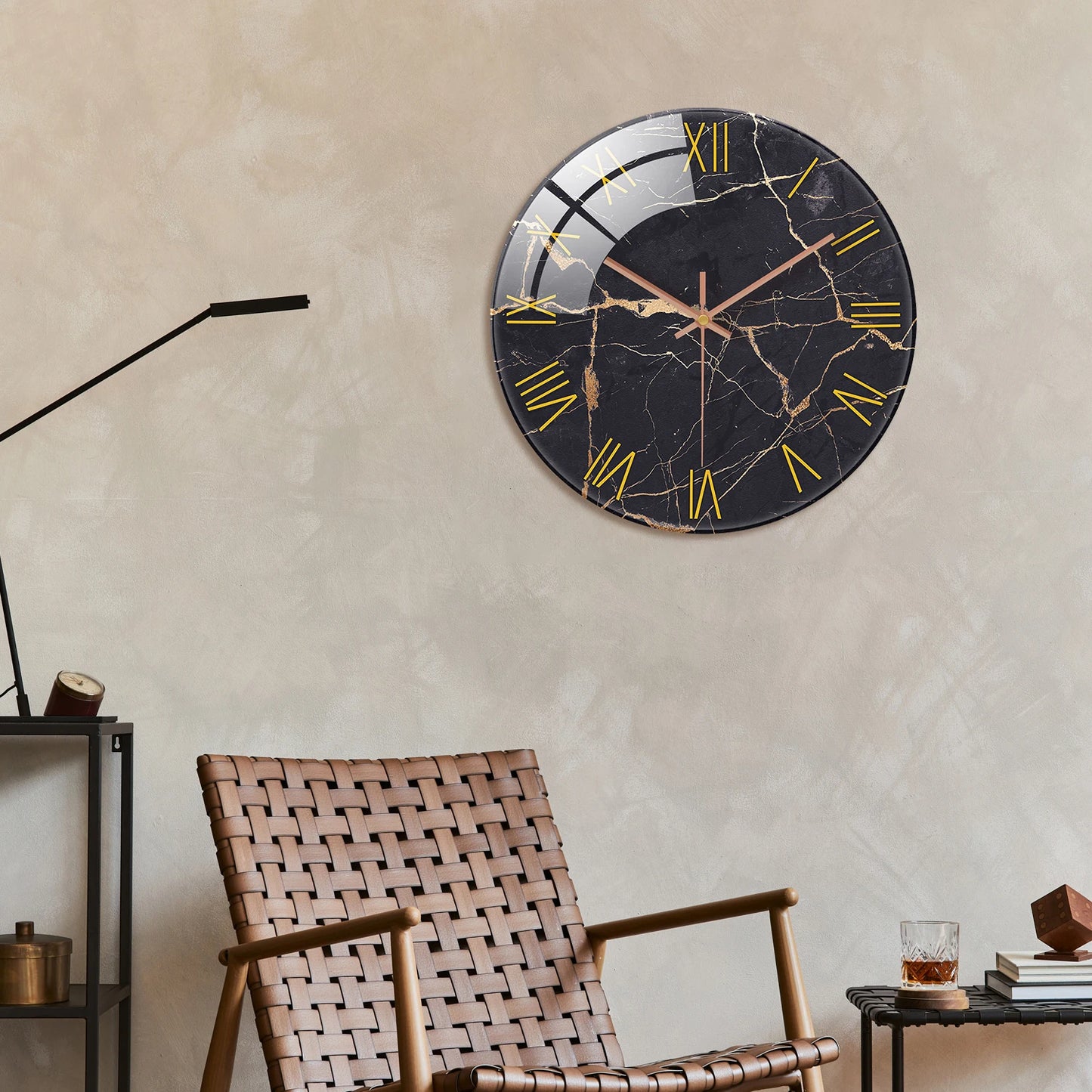 Horloge murale vintage en marbre chiffres romains