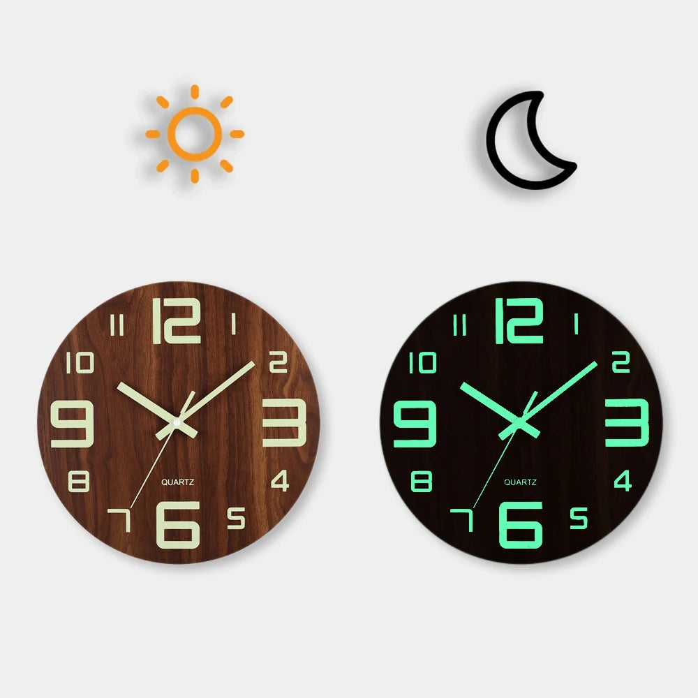 Horloge murale lumineuse en bois