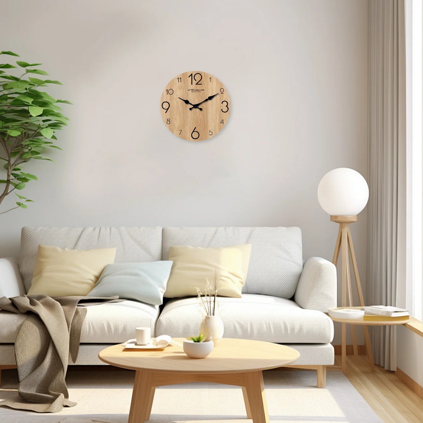 Horloge murale en bois nordique