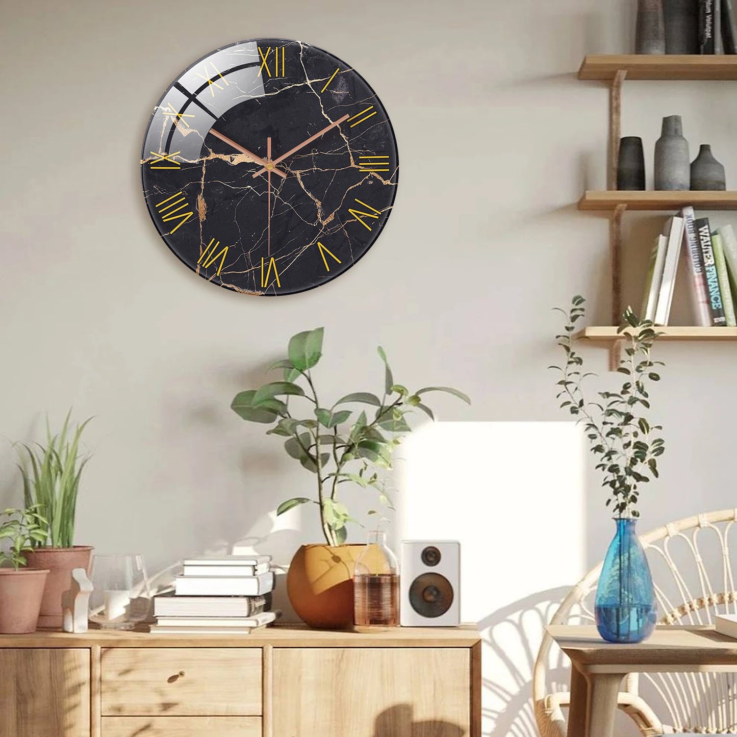 Horloge murale vintage en marbre chiffres romains