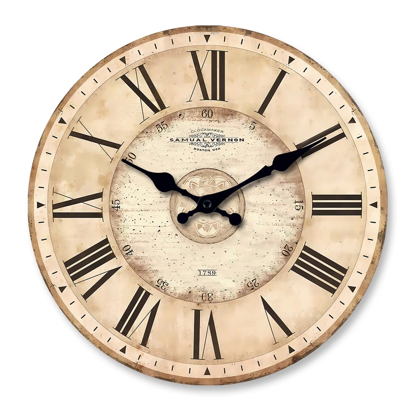 Horloge murale en bois minimaliste à chiffres romains