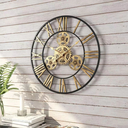 Grande horloge murale industrielle à chiffres romains