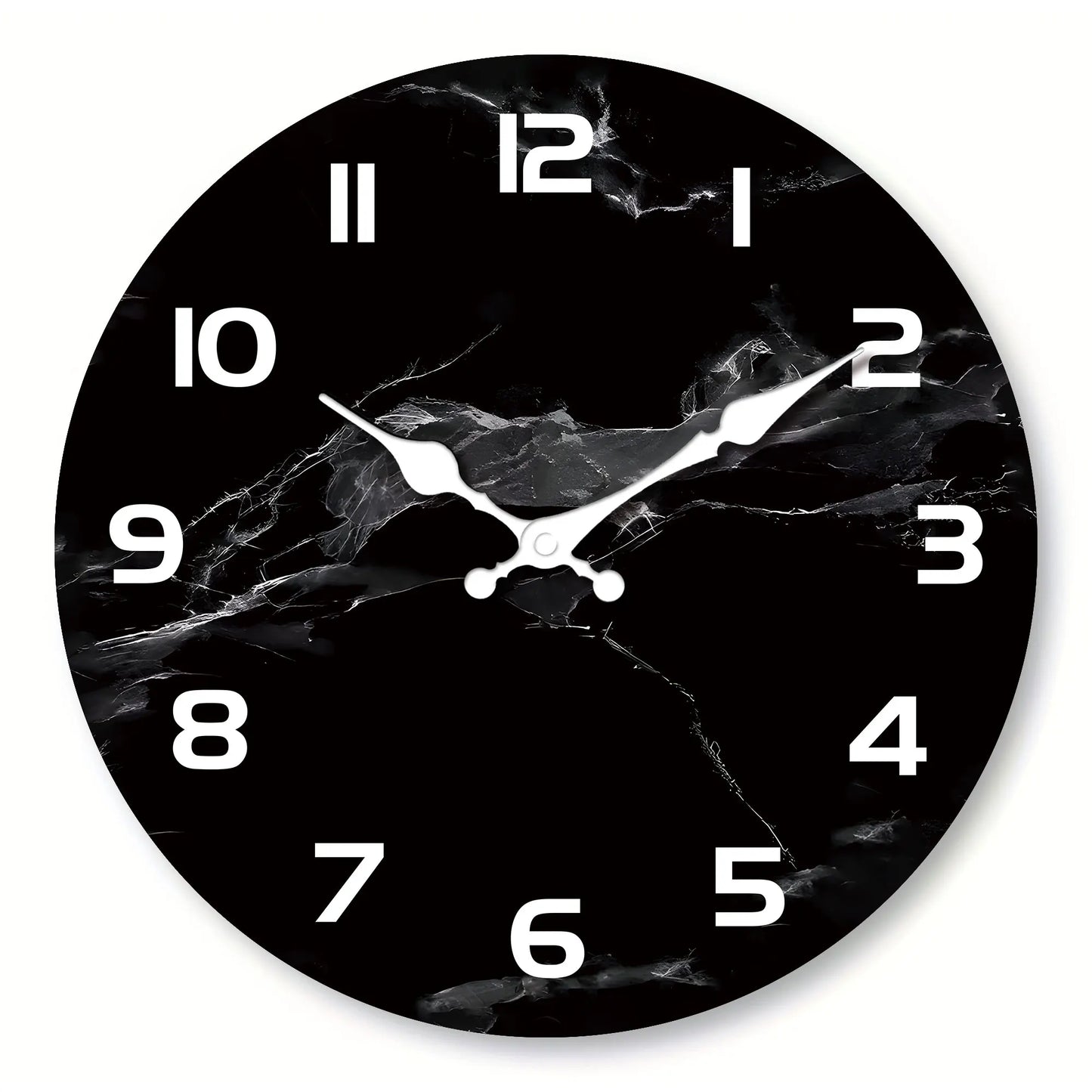 Horloge murale en bois effet marbre noir