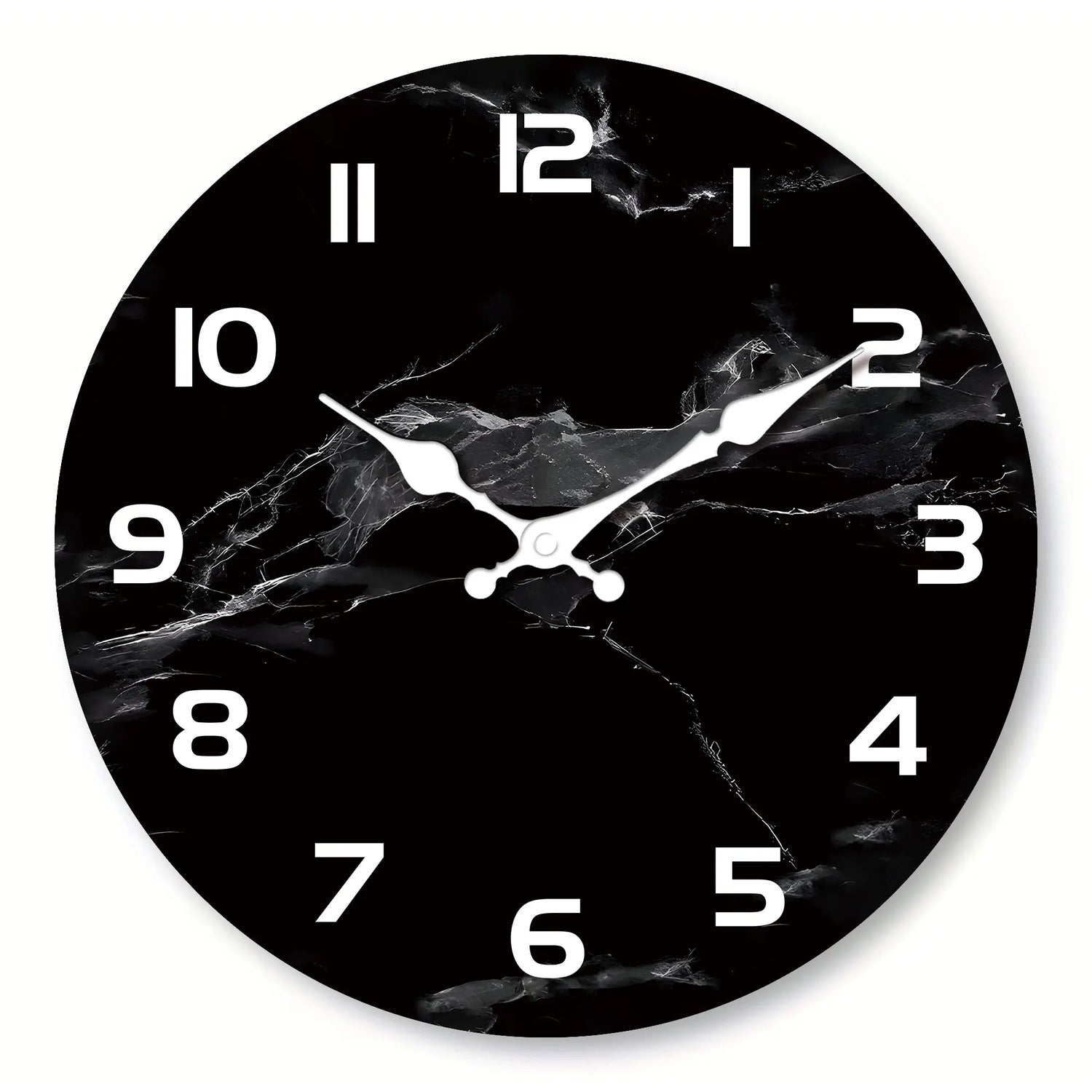Horloge murale en bois effet marbre noir