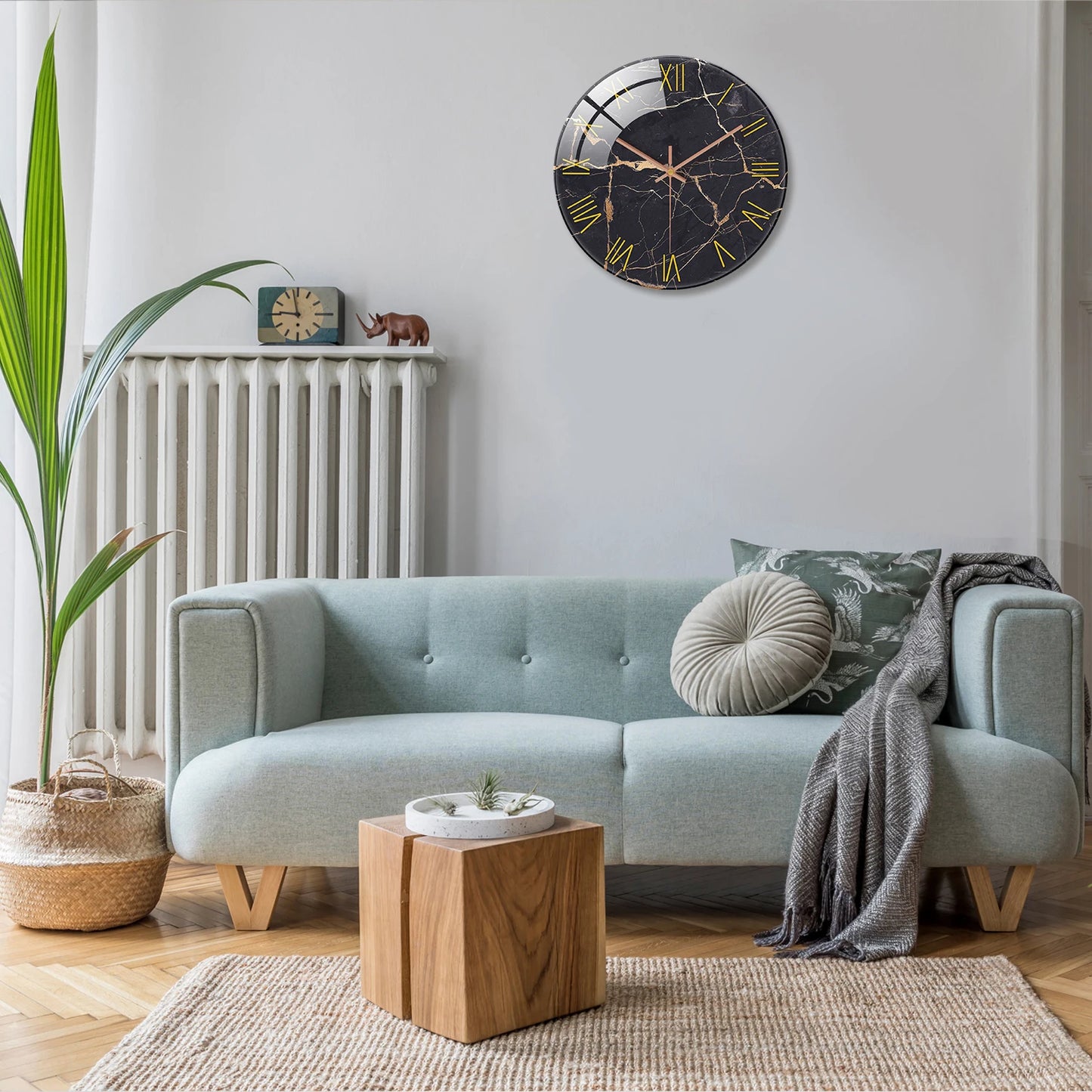 Horloge murale vintage en marbre chiffres romains