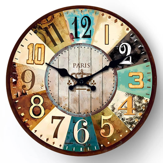 Horloge murale vintage en bois style méditerranée