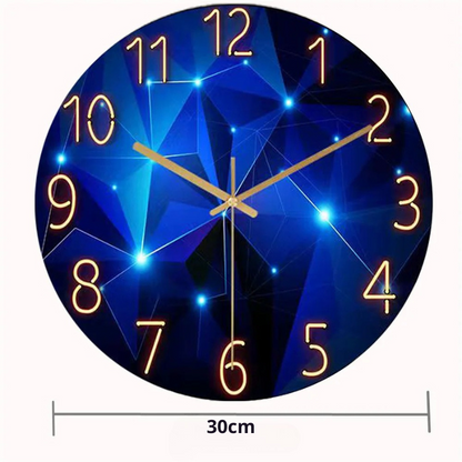 Horloge murale design bleu en verre trempé