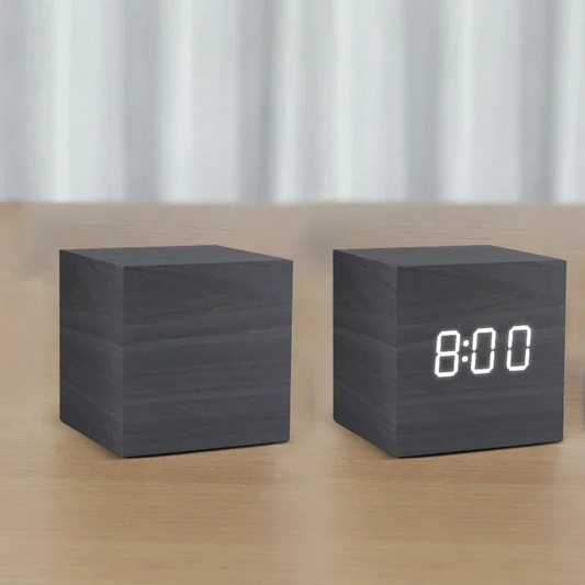 Horloge numérique intelligente cube en bois - Elvan