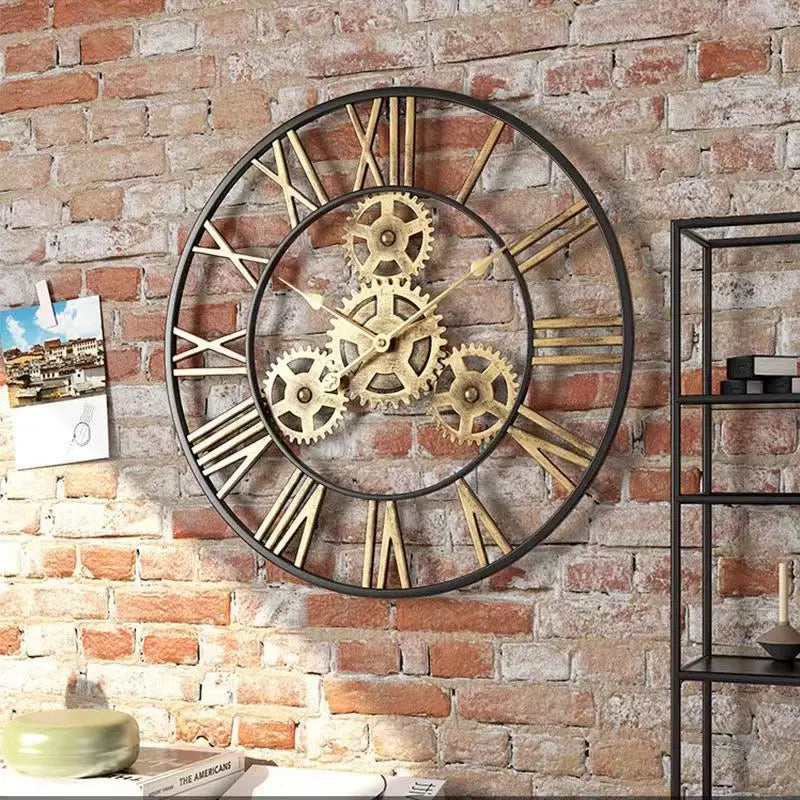 Grande horloge murale industrielle à chiffres romains