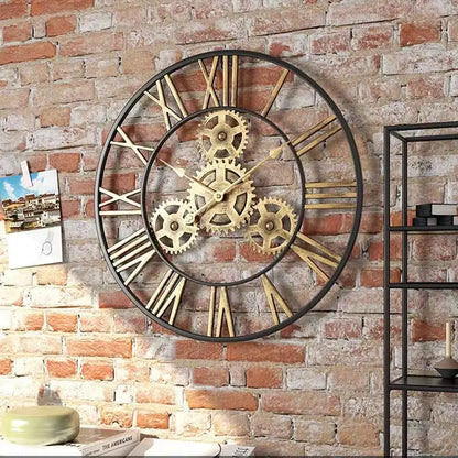 Grande horloge murale industrielle à chiffres romains