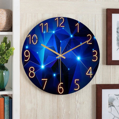 Horloge murale design bleu en verre trempé
