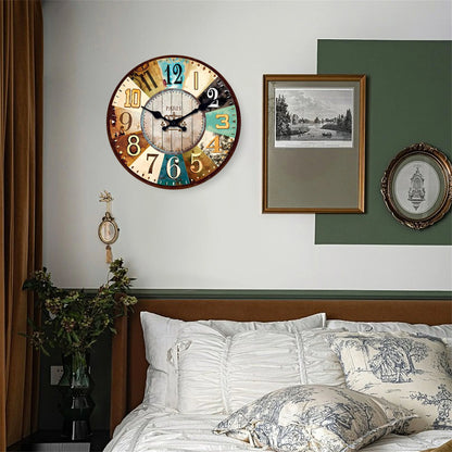 Horloge murale vintage en bois style méditerranée