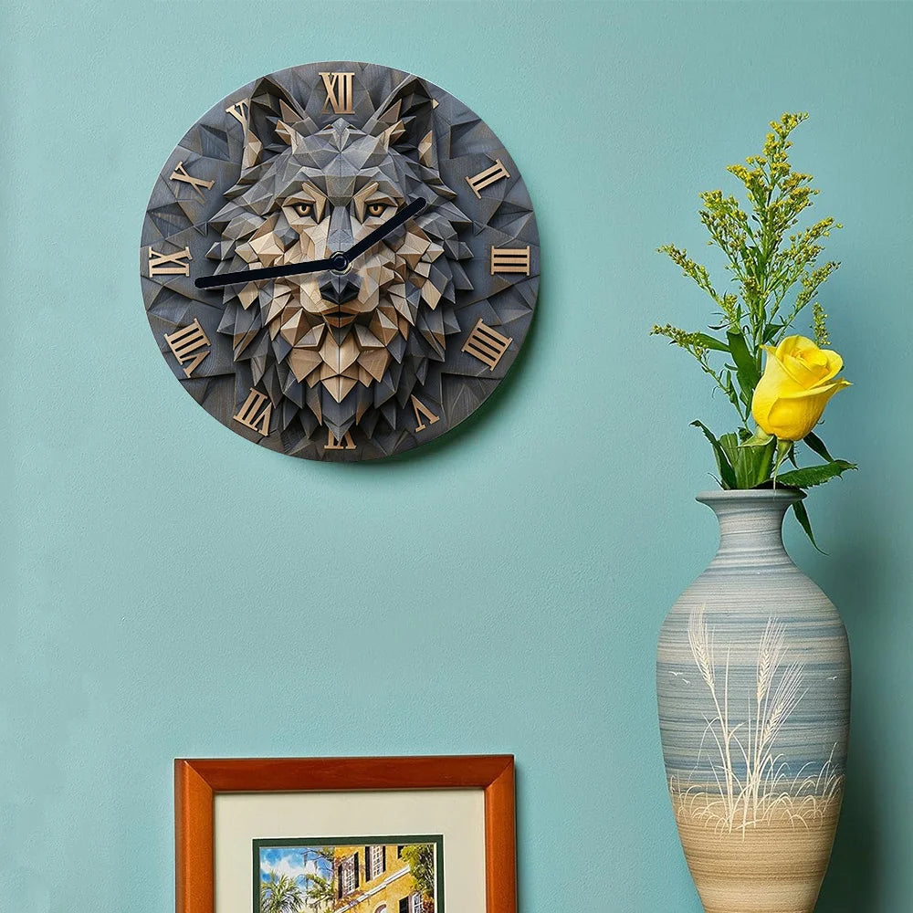 Horloge murale vintage tête de loup