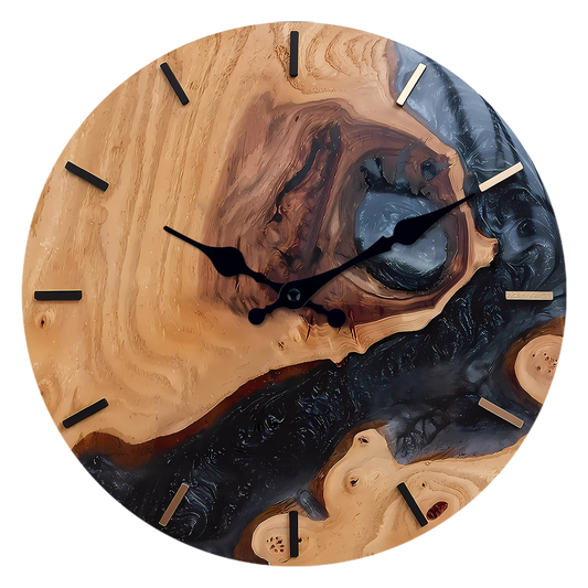 Horloge murale en bois à motif de montagne