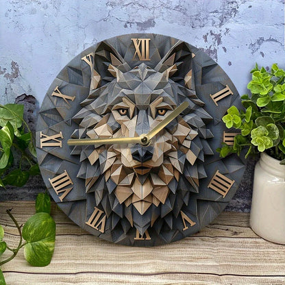 Horloge murale vintage tête de loup