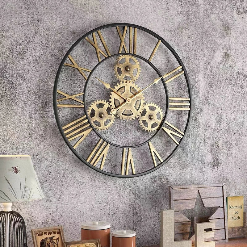 Grande horloge murale industrielle à chiffres romains