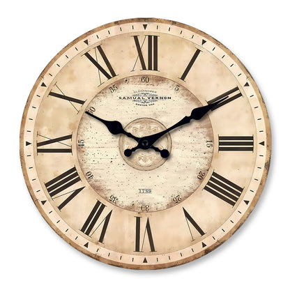 Horloge murale en bois minimaliste à chiffres romains