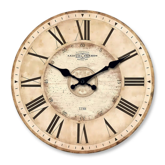 Horloge murale en bois minimaliste à chiffres romains