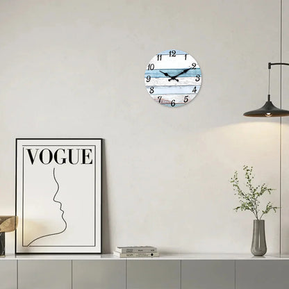 Horloge murale en bois imitation planche de bois