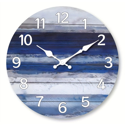 Horloge murale en bois bleu vintage